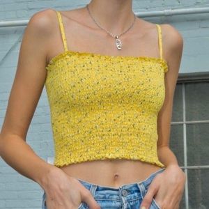 brandy Melville Yellow Floral Cinched Tank